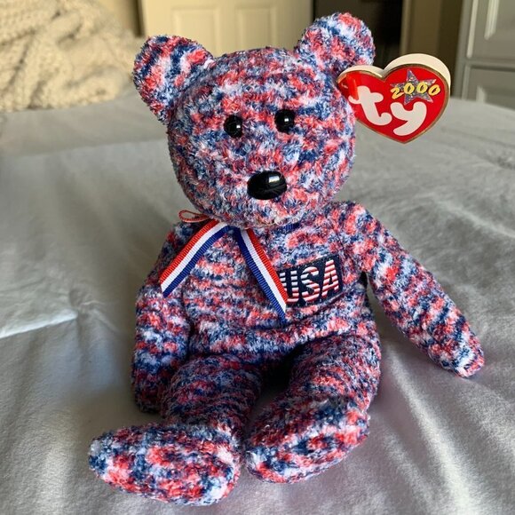 USA BEAR TY BEANIE BABY 4th JULY 2000 RETIRED PLUSH AMERICA stuffed animal - Picture 1 of 3